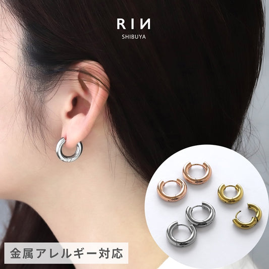 ★ch-137-2 ピアス フープピアス 金属アレルギー リングピアス キャッチレス サージカルステンレス レディース ワンタッチピアス シンプル シルバー ゴールド おしゃれ かわいい 大人 上品 華奢 通勤 きれいめ オフィス 耳たぶ 【両耳用・2個売り】