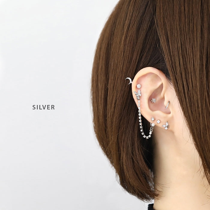 ★f1f-032 軟骨ピアス 16G ボディピアス かわいい キャッチ チャーム サージカルステンレス 金属アレルギー対応 蝶  蝶 バタフライ ジュエル おしゃれ キラキラ ストレートバーベル サージカルステンレス  セカンドピアス メンズ 軟骨 ピアス ボディーピアス