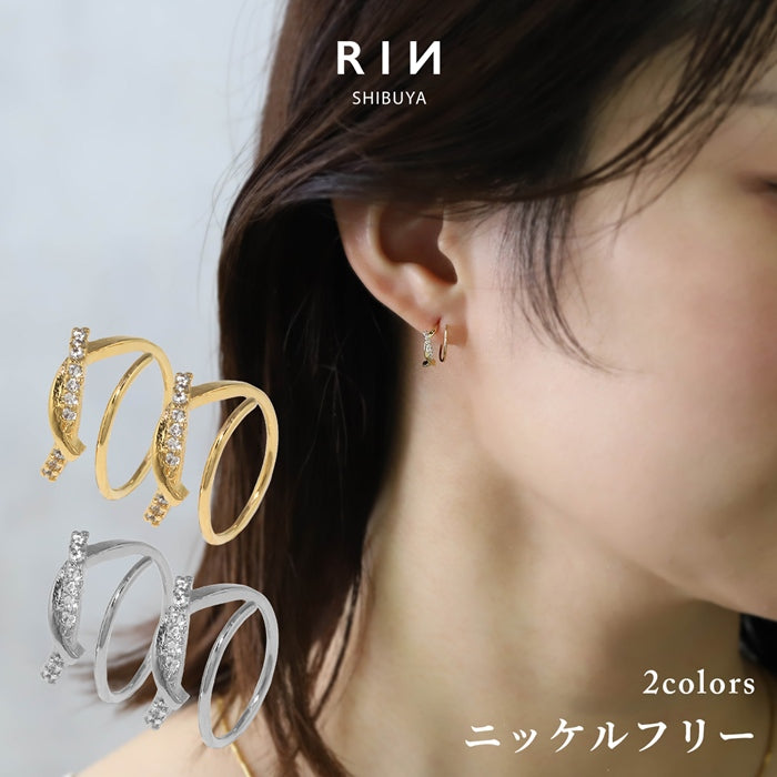 fp-062 ピアス 18k 18金 金属アレルギー フープ フック ニッケルフリー 18kコーティング レディース セカンドピアス キャッチレス  シンプル シルバー ゴールド キュービックジルコニア キラキラ 大人 上品 かわいい きれいめ 【両耳用・2個売り】