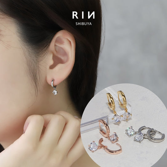 fp-085 ピアス 金属アレルギー キャッチレス フープピアス リングピアス ニッケルフリー 18k 18金 18kコーティング レディース セカンドピアス シンプル ワンタッチピアス シルバー ゴールド ピングゴールド かわいい 上品 耳たぶ ジュエル 【両耳用・2個売り】