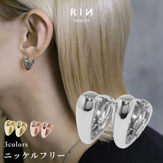 fp-088 ピアス 金属アレルギー V字 ドロップ ドロップピアス キャッチレス フープピアス リングピアス 18k 18金 18kコーティング レディース セカンドピアス シンプル ワンタッチピアス シルバー ゴールド ピンクゴールド かわいい 上品 耳たぶ 【両耳用・2個売り】