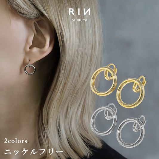 fp-089 ピアス 金属アレルギー リングピアス キャッチレス フープピアス サークル 18k 18金 18kコーティング レディース セカンドピアス シンプル ワンタッチピアス シルバー ゴールド ロジウムコーティング かわいい 耳たぶ 【両耳用・2個売り】