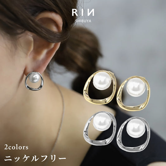 fp-090 ピアス 金属アレルギー パール パールピアス 一粒 16金 16k 16kコーティング レディース セカンドピアス シンプル シルバー ゴールド ロジウムコーティング ニッケルフリー かわいい 耳たぶ 【両耳用・2個売り】