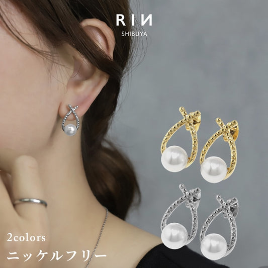 fp-091 ピアス パール パールピアス 一粒 16金 16k 16kコーティング レディース セカンドピアス シンプル シルバー ゴールド ロジウムコーティング ニッケルフリー かわいい 耳たぶ 【両耳用・2個売り】