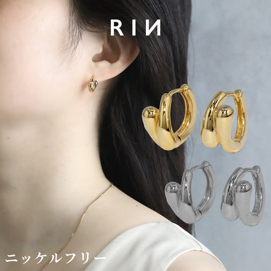 fp-095 ピアス リングピアス ダブルリング 金属アレルギー ニッケルフリー ロジウムコーティング 18kコーティング レディース フープ サークル キャッチレス シルバー ゴールド おしゃれ かわいい シンプル 上品  耳たぶ 【両耳用・2個売り】