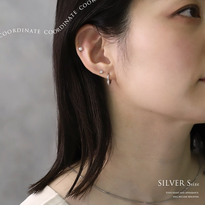 ★fp-131 ピアス 金属アレルギー ハート はーと フープピアス 18k 18金 レディース シンプル シルバー ゴールド キャッチレス つけっぱなし かわいい セカンドピアス 普段使い キュービックジルコニア セット 【両耳用・2個売り】