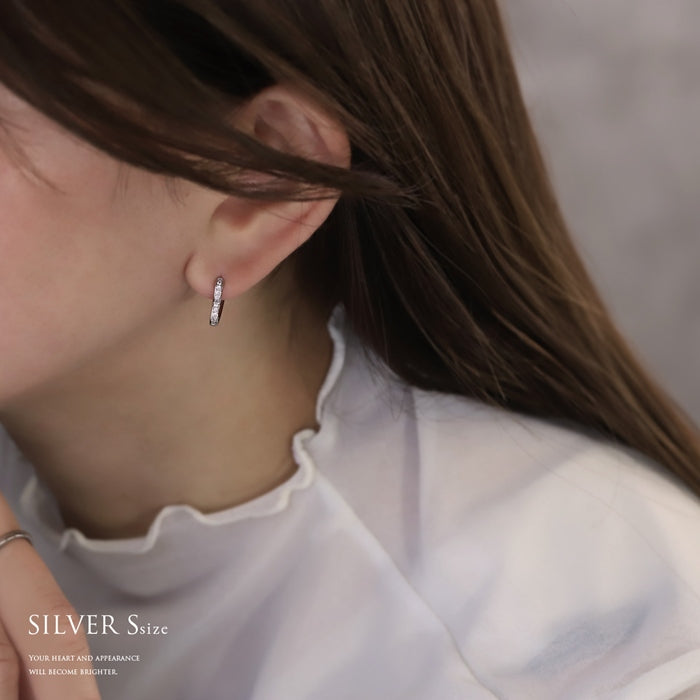 ★fp-131 ピアス 金属アレルギー ハート はーと フープピアス 18k 18金 レディース シンプル シルバー ゴールド キャッチレス つけっぱなし かわいい セカンドピアス 普段使い キュービックジルコニア セット 【両耳用・2個売り】