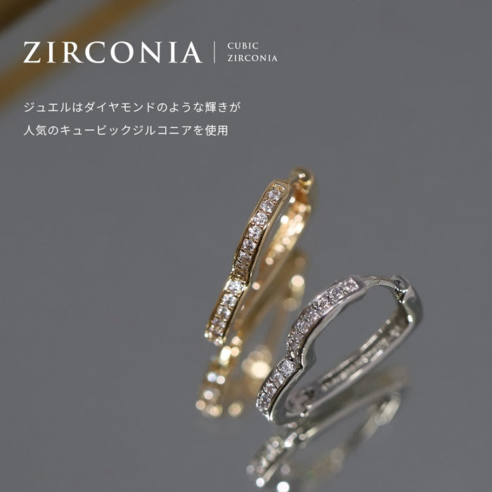 ★fp-131 ピアス 金属アレルギー ハート はーと フープピアス 18k 18金 レディース シンプル シルバー ゴールド キャッチレス つけっぱなし かわいい セカンドピアス 普段使い キュービックジルコニア セット 【両耳用・2個売り】