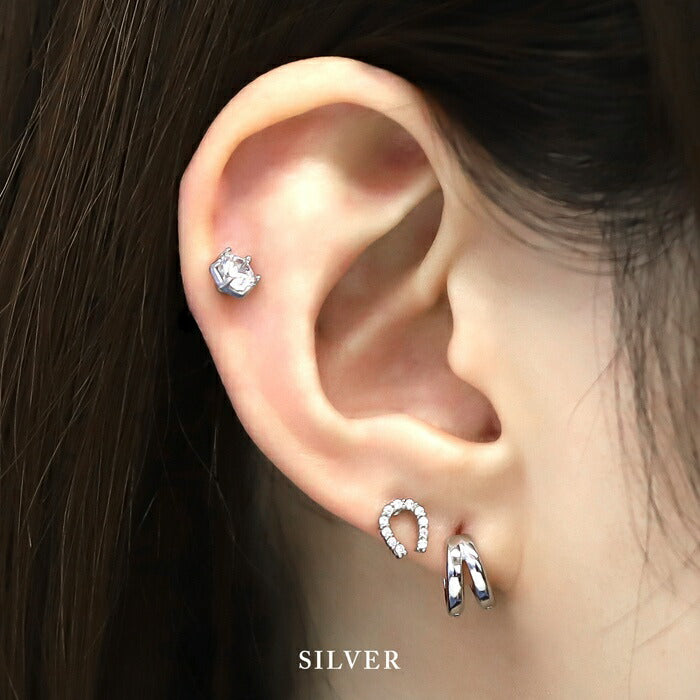 fp-132 ピアス 金属アレルギー フープピアス ダブルフープピアス リングピアス 18k 18金 レディース シンプル シルバー ゴールド キャッチレス ダブルリング つけっぱなし かわいい セカンドピアス 普段使い セット 【両耳用・2個売り】