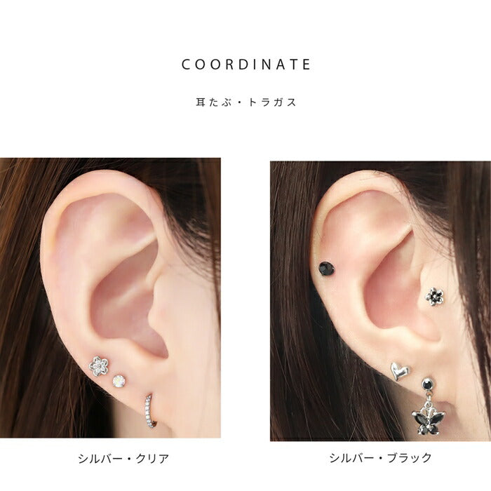 fp-140 ピアス 金属アレルギー レディース 花 フラワー シンプル つけっぱなし シルバー ゴールド ピンクゴールド ブラック レッド パープル かわいい セカンドピアス 普段使い 小さめ 小ぶり アクセサリー サージカルステンレス セット 【両耳用・2個売り】
