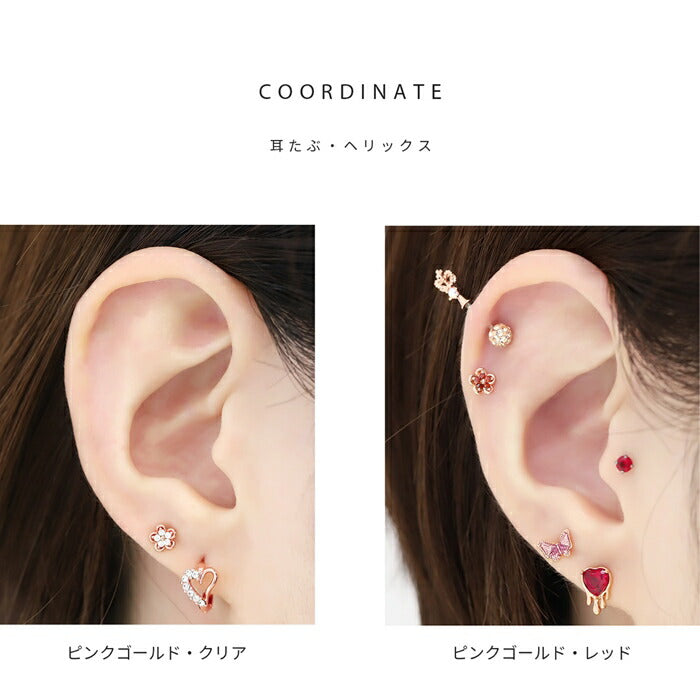 fp-140 ピアス 金属アレルギー レディース 花 フラワー シンプル つけっぱなし シルバー ゴールド ピンクゴールド ブラック レッド パープル かわいい セカンドピアス 普段使い 小さめ 小ぶり アクセサリー サージカルステンレス セット 【両耳用・2個売り】