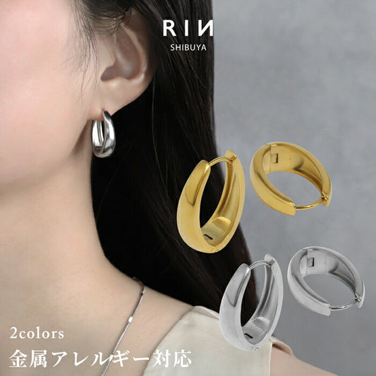 fp-160 ピアス 金属アレルギー対応 フープ つけっぱなし ドロップピアス PVDコーティング フープピアス リングピアス キャッチレス シンプル ワンタッチ シルバー ゴールド レディース 大人 高見え さりげない 上品 ステンレスピアス 大きめ 【両耳用・2個売り】