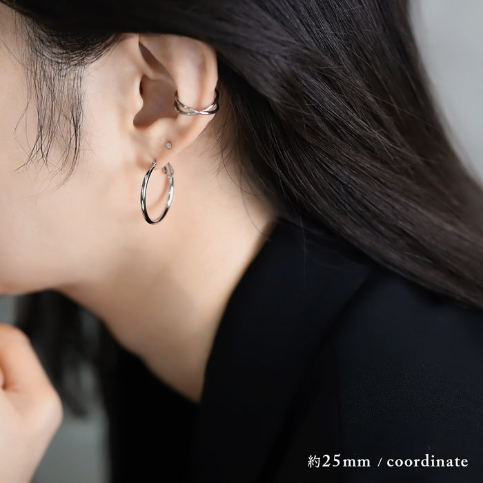 fp-161 ピアス アクセサリー ステンレス フープ 大ぶり キャッチレス シンプル フープピアス ファッションピアス 『両耳用・2個売り』