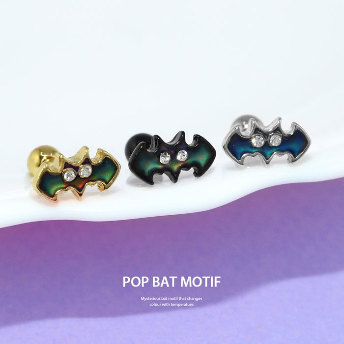 h1132-264 軟骨ピアス 14G ボディピアス かわいい キャッチ チャーム サージカルステンレス 金属アレルギー対応 動物 アニマル こうもり 蝙蝠 ポップ バット おしゃれ ハロウィン ファーストピアス セカンドピアス メンズ 軟骨 ピアス ボディーピアス