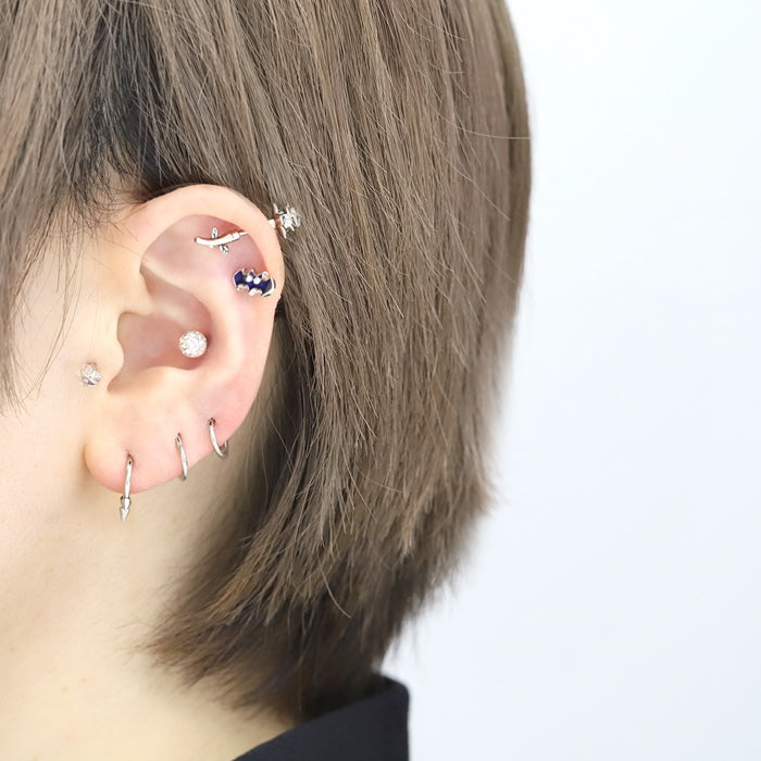 h1132-264 軟骨ピアス 14G ボディピアス かわいい キャッチ チャーム サージカルステンレス 金属アレルギー対応 動物 アニマル こうもり 蝙蝠 ポップ バット おしゃれ ハロウィン ファーストピアス セカンドピアス メンズ 軟骨 ピアス ボディーピアス