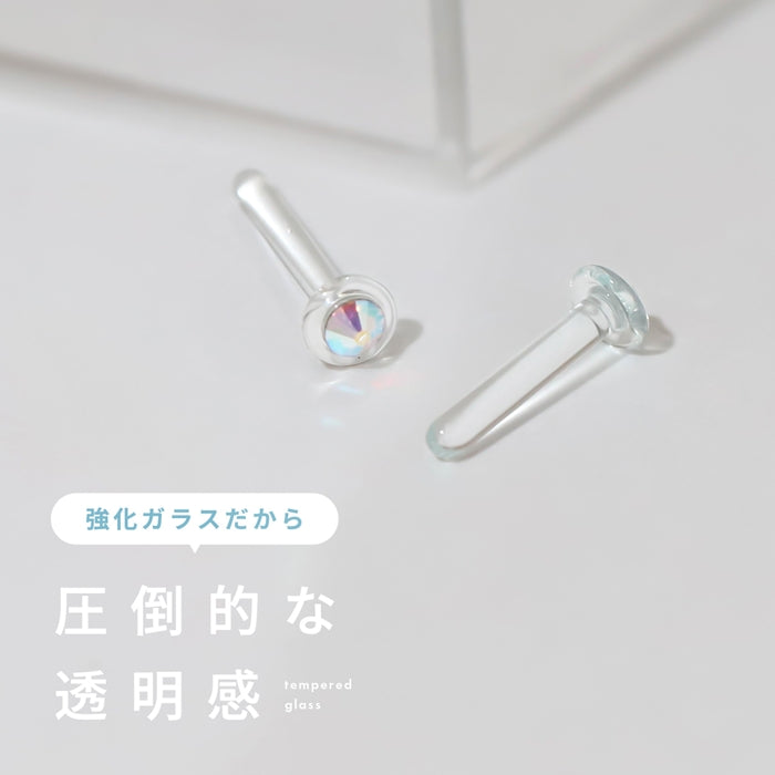 h1132-326 軟骨ピアス 14G 透明ピアス 16G ボディピアス 18G ガラスピアス さりげない 小ぶり ストーン ストレートバーベル ゲージ ピアス サージカルステンレス 片耳用
