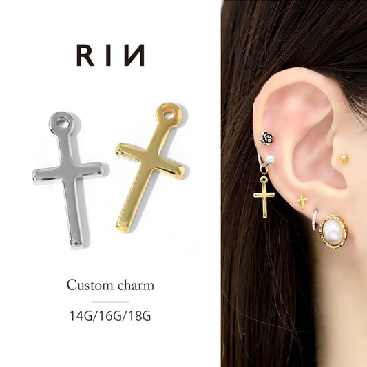 h71-0011★【全品送料無料】 チャーム 14G 16G 18G 軟骨ピアス ボディピアス クロス 十字架 16ゲージ 14ゲージ 18ゲージ 耳 シルバー ゴールド メンズ カスタマイズ アレンジ パーツ ピアスパーツ シンプル 人気上昇中