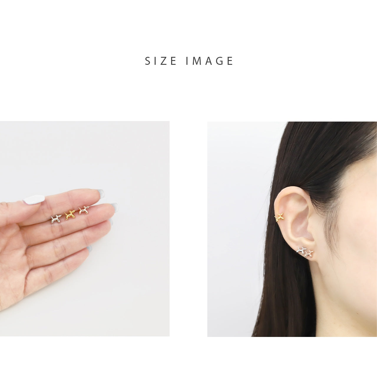 h752-59 軟骨ピアス 16G ボディピアス バルーンドッグ かわいい 犬 風船 動物 金属アレルギー ストレートバーベル ピアス サージカルステンレス 片耳用