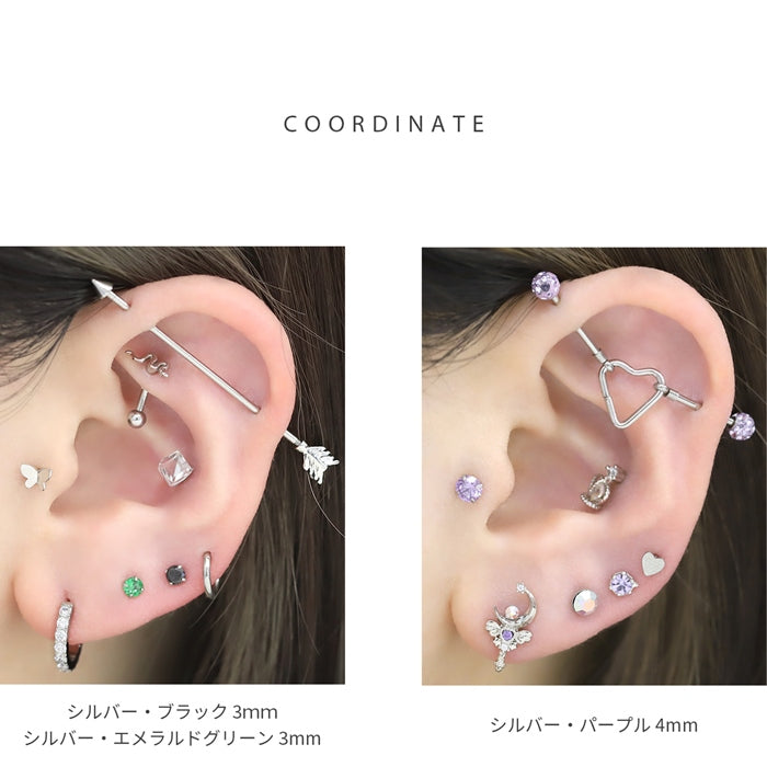 ★【※16G※】 h772-0001 ボディピアス キャッチ 18G 16G 14G チャーム ラブレット ピアス 金属アレルギー 軟骨ピアス トラガス つけっぱなし かわいい セカンドピアス 立爪 サージカルステンレス 金属アレルギー対応 ヘリックス インターナルラブレット メンズ