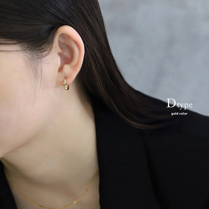 ★j251-3 【両耳用】 ピアス キャッチレス フープピアス リングピアス レディース おしゃれ かわいい 落ちない 小ぶり シンプル ジュエル ストーン 小さい リング ワンタッチ ビジュー 真鍮 リング 上品 きれいめ 華奢 耳たぶ