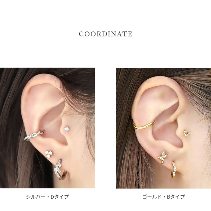 ★j251-3 【両耳用】 ピアス キャッチレス フープピアス リングピアス レディース おしゃれ かわいい 落ちない 小ぶり シンプル ジュエル ストーン 小さい リング ワンタッチ ビジュー 真鍮 リング 上品 きれいめ 華奢 耳たぶ