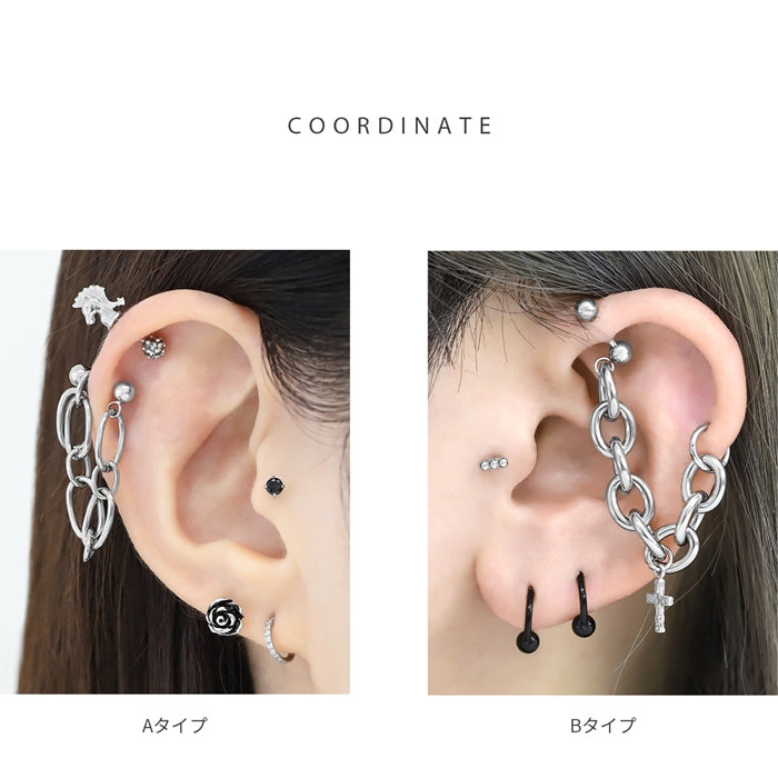 j3413-23 ボディピアス 16G 軟骨ピアス サージカルステンレス チェーン 鎖 金属アレルギー対応 重厚感 パンクファッション おしゃれ クール スタイリッシュ 存在感 chain くさり かわいい かっこいい メンズ メタル 軟骨 ピアス なんこつぴあす 片耳用