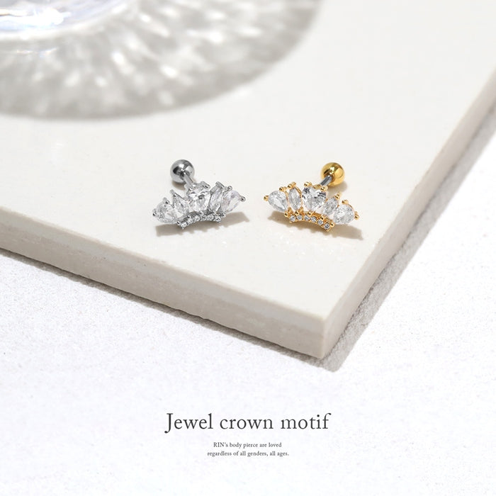 j3413-6【全品送料無料】 軟骨ピアス 16G ボディピアス かわいい ジュエル 王冠 ハート イヤーフィット 16ゲージ ボディーピアス 軟骨 ピアス ボディピ ストレートバーベル サージカルステンレス セカンドピアス 耳 ボディピアス専門店 おしゃれ 可愛い りん