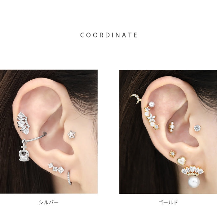 j3413-6【全品送料無料】 軟骨ピアス 16G ボディピアス かわいい ジュエル 王冠 ハート イヤーフィット 16ゲージ ボディーピアス 軟骨 ピアス ボディピ ストレートバーベル サージカルステンレス セカンドピアス 耳 ボディピアス専門店 おしゃれ 可愛い りん