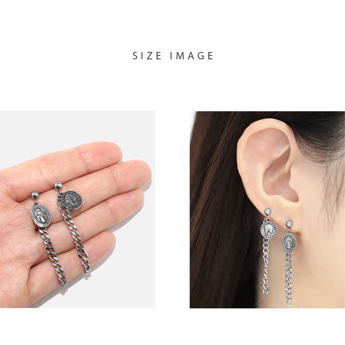 j612-6【全品送料無料】 ボディピアス 16G チャーム 軟骨ピアス サージカルステンレス 金属アレルギー対応 メダル コイン ロザリオ チェーン スタイリッシュ キラキラ かわいい かっこいい メンズ  セカンドピアス ボディーピアス 片耳用 軟骨 ピアス