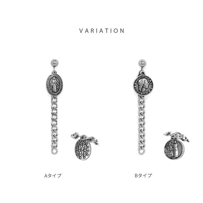 j612-6【全品送料無料】 ボディピアス 16G チャーム 軟骨ピアス サージカルステンレス 金属アレルギー対応 メダル コイン ロザリオ チェーン スタイリッシュ キラキラ かわいい かっこいい メンズ  セカンドピアス ボディーピアス 片耳用 軟骨 ピアス