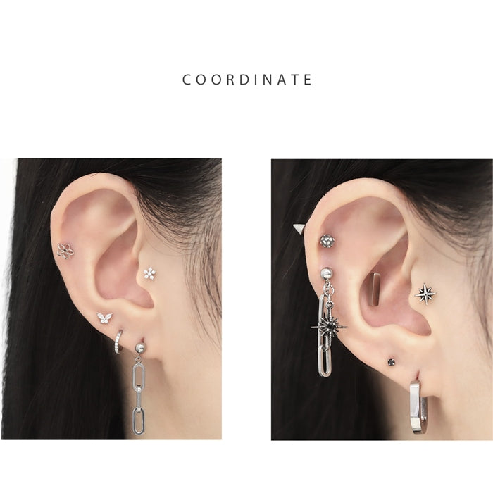 j612-7 軟骨ピアス 16G ボディピアス チェーン 鎖 クリップチェーン クール 金属アレルギー対応 揺れる ストレートバーベル 16ゲージ ピアス サージカルステンレス 片耳用