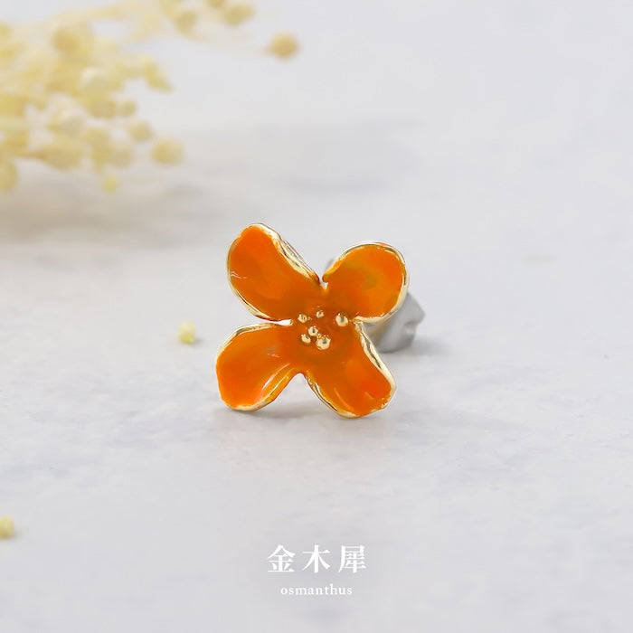 mmj-012 ピアス レディース 花 金木犀 椿 フラワー かわいい 華やか 個性的 スタッドピアス 20代 30代 40代 片耳用