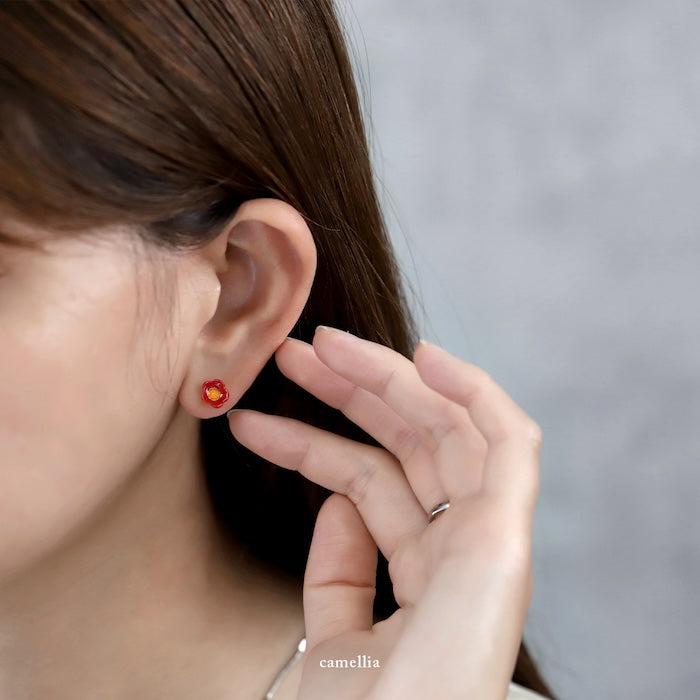 mmj-012 ピアス レディース 花 金木犀 椿 フラワー かわいい 華やか 個性的 スタッドピアス 20代 30代 40代 片耳用
