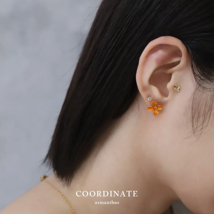 mmj-012 ピアス レディース 花 金木犀 椿 フラワー かわいい 華やか 個性的 スタッドピアス 20代 30代 40代 片耳用
