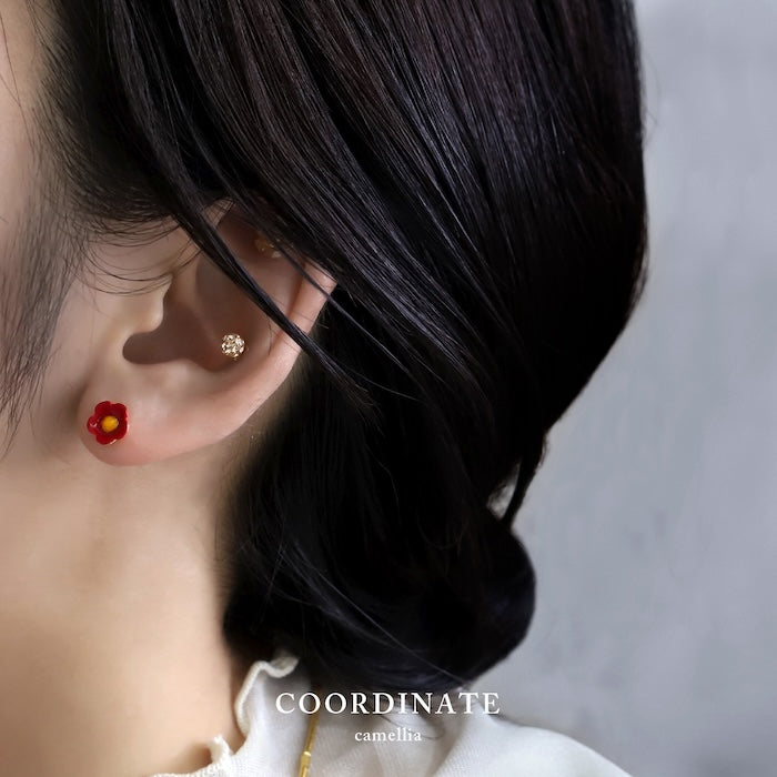mmj-012 ピアス レディース 花 金木犀 椿 フラワー かわいい 華やか 個性的 スタッドピアス 20代 30代 40代 片耳用
