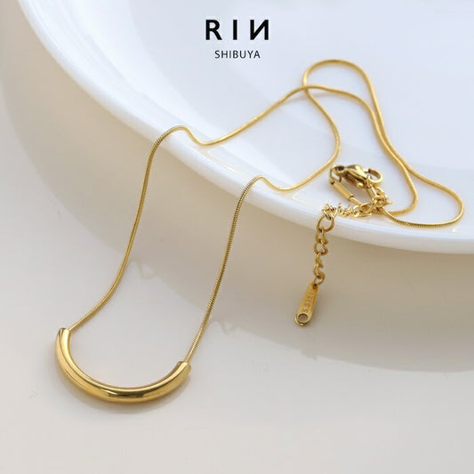 nec-100 ネックレス チェーン チェーンネックレス レディース サージカルステンレス 金属アレルギー 金属アレルギー対応 パイプネックレス ゴールド シンプル 18k 18金 アジャスター 39cm アクセサリー オフィス 通勤 華奢 凛