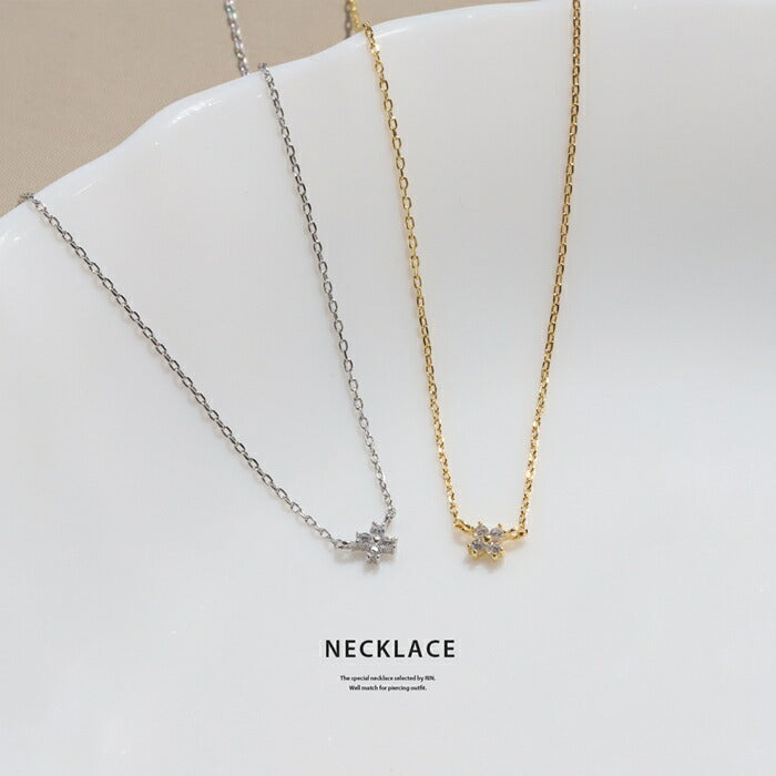 nec-107 ネックレス チェーン チェーンネックレス レディース アズキチェーン ペンダント シルバー ゴールド 18k 40cm シンプル カニカン アクセサリー 普段使い キュービックジルコニア アジャスター アジャスター付き 小さめ 凛
