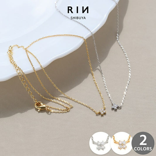 nec-107 ネックレス チェーン チェーンネックレス レディース アズキチェーン ペンダント シルバー ゴールド 18k 40cm シンプル カニカン アクセサリー 普段使い キュービックジルコニア アジャスター アジャスター付き 小さめ 凛