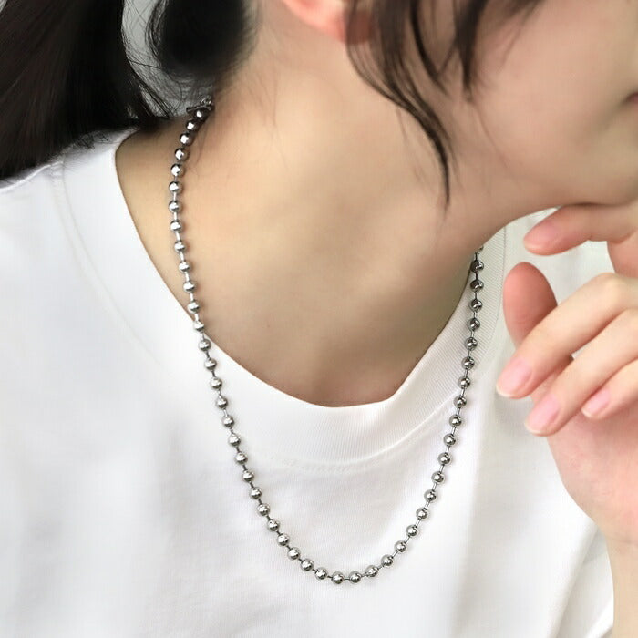 nec-112 ネックレス チェーン チェーンネックレス ボールチェーン サージカルステンレス レディース メンズ 金属アレルギー 金属アレルギー対応 つけっぱなし チェーンのみ チェーンだけ アジャスター アジャスター付き 47cm 48cm シルバー シンプル アクセサリー