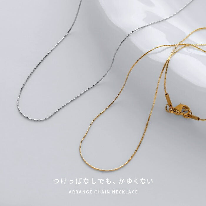 nec-118 ネックレス チェーンネックレス サージカルステンレス スエッジチェーン 金属アレルギー 金属アレルギー対応 つけっぱなし チェーンのみ 大人 レディース シンプル かわいい シルバー ゴールド 41cm 46cm 普段使い IPコーティング 凛
