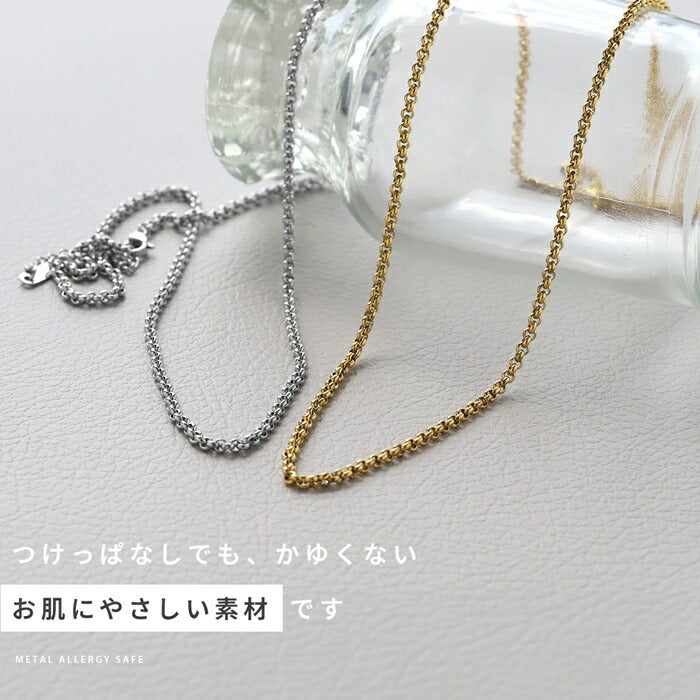 nec-123 ネックレス チェーンネックレス アジャスター サージカルステンレス 甲丸チェーン エスカルゴチェーン 金属アレルギー 金属アレルギー対応 つけっぱなし 大人 レディース シンプル かわいい シルバー ゴールド 46cm IPコーティング 普段使い 凛