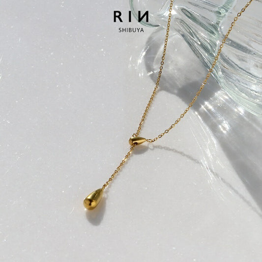 nec-99 ネックレス チェーン チェーンネックレス レディース サージカルステンレス ステンレス あずきチェーン ドロップ シルバー ゴールド シンプル 18k 18金 アジャスター アジャスター付き 44cm アクセサリー 普段使い 贈り物 凛