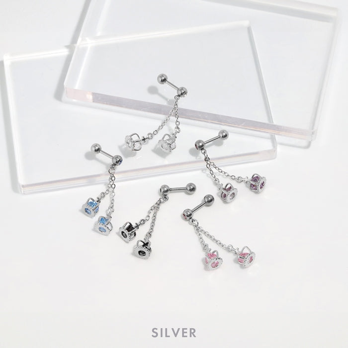 r2f-474-15-14g-sv【全品送料無料】 軟骨ピアス 14G 16G ボディピアス かわいい キャッチ チャーム サージカルステンレス 金属アレルギー対応 クラウン ピアス 王冠  バーベル ボディピ ストレートバーベル トラガス 軟骨用ス ロング ゴールド シルバー チェーン メンズ
