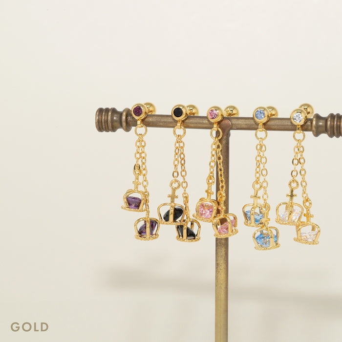 r2f-474-15-14g-sv【全品送料無料】 軟骨ピアス 14G 16G ボディピアス かわいい キャッチ チャーム サージカルステンレス 金属アレルギー対応 クラウン ピアス 王冠  バーベル ボディピ ストレートバーベル トラガス 軟骨用ス ロング ゴールド シルバー チェーン メンズ