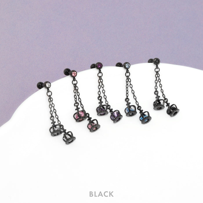r2f-474-15-14g-sv【全品送料無料】 軟骨ピアス 14G 16G ボディピアス かわいい キャッチ チャーム サージカルステンレス 金属アレルギー対応 クラウン ピアス 王冠  バーベル ボディピ ストレートバーベル トラガス 軟骨用ス ロング ゴールド シルバー チェーン メンズ