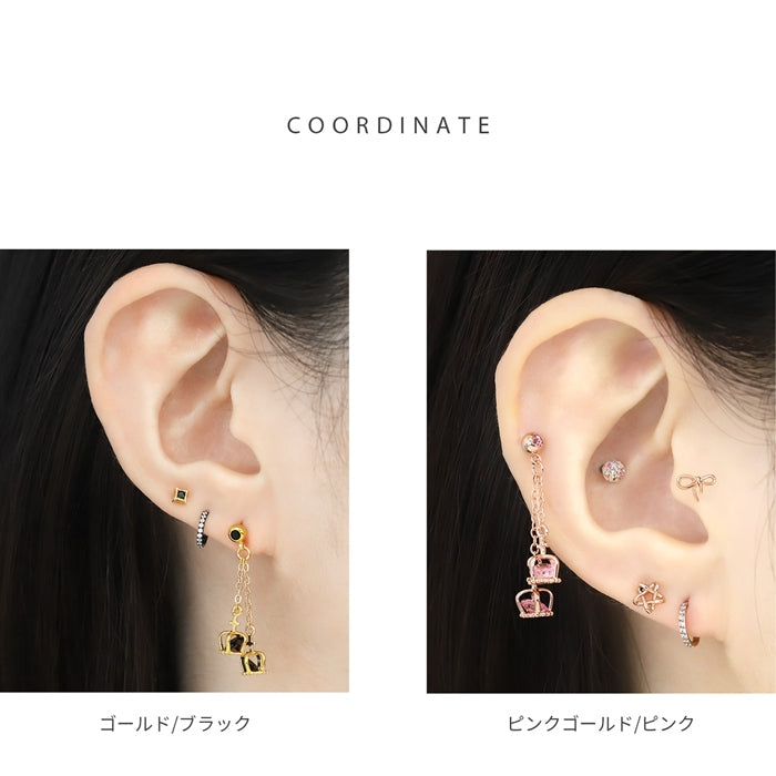 r2f-474-15-14g-sv【全品送料無料】 軟骨ピアス 14G 16G ボディピアス かわいい キャッチ チャーム サージカルステンレス 金属アレルギー対応 クラウン ピアス 王冠  バーベル ボディピ ストレートバーベル トラガス 軟骨用ス ロング ゴールド シルバー チェーン メンズ