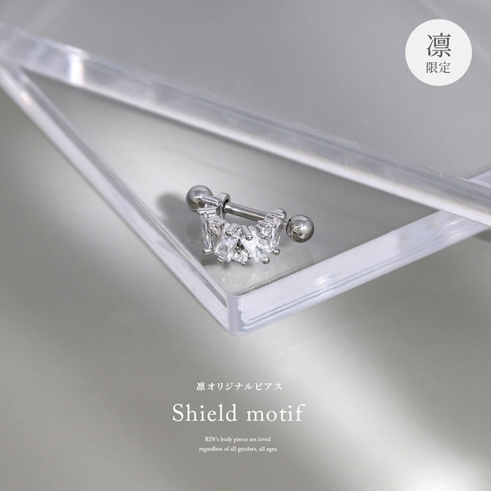 rin-022-0【発注用】パーツ 14G 16G 18G シールドピアス ジュエル ストレートバーベル 【片耳用】