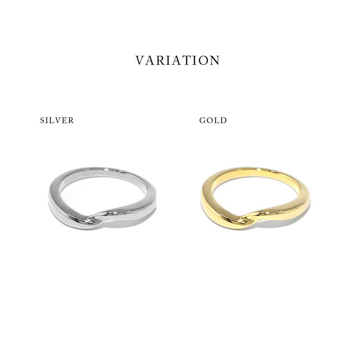 ring-48 リング 指輪 レディース アクセサリー シルバー ゴールド シンプル 18k 18金 8号 10号 12号 金属アレルギー 重ね付け 重ねづけ ファッションリング ゴールドリング シルバーリング ウェーブ 凛