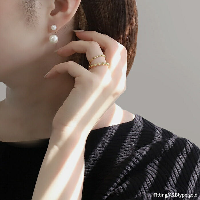 ring-7 リング 指輪 チェーン ボール レディース シルバー ゴールド 金属アレルギー シンプル 18k 18金 k18 ニッケルフリー 10号 12号 ファッションリング ゴールドリング シルバーリング 18Kコーティング ストッパーリング かわいい 大人可愛い 重ね付け 凛
