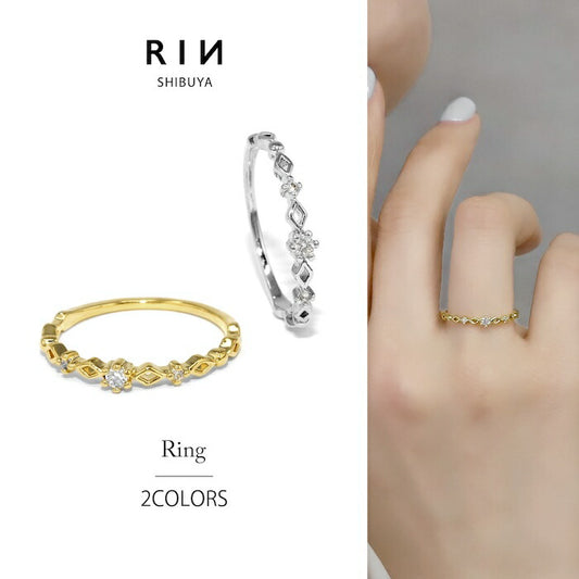 ring-91 リング 指輪 レディース ジュエリー アクセサリー シルバー ゴールド シンプル 低アレルギー  5号 9号 11号 13号 16k 16金 ファッションリング ゴールドリング シルバーリング キュービックジルコニア 細い 細め 高見え 高みえ 凛